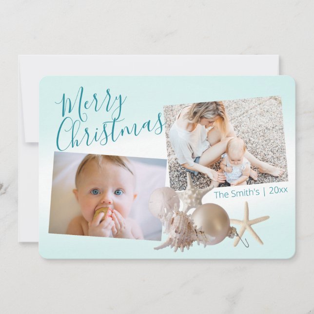 Tarjeta Festiva Fotografía de festividad de Starfish and Sand Doll (Anverso)