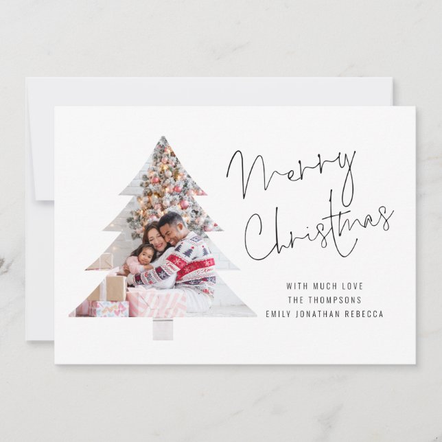 Tarjeta Festiva Fotografía de forma de árbol 2026 Calendario Feliz (Anverso)
