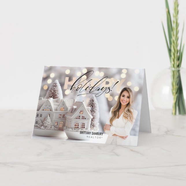 Tarjeta Festiva Fotografía de Happy Holidays Real Estate Realtor (Anverso)