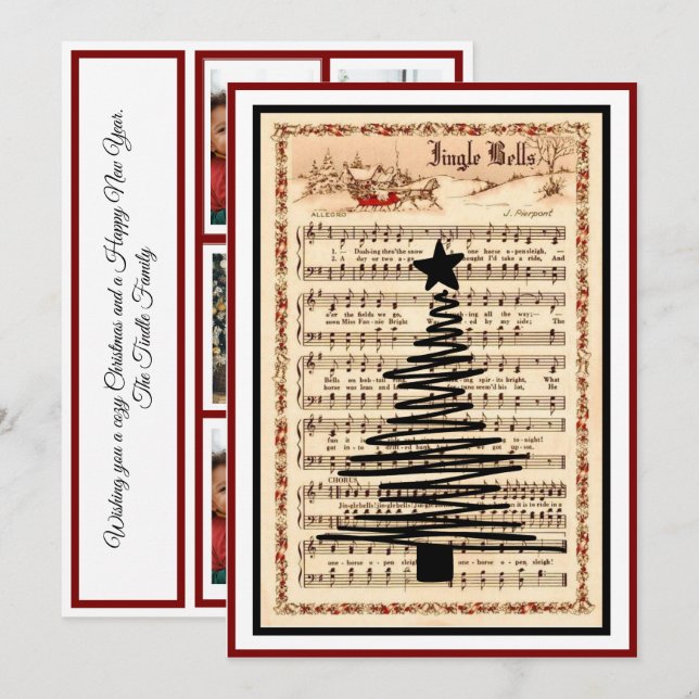 Tarjeta Festiva Fotografía de "Jingle Bells" (Anverso / Reverso)