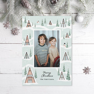 Tarjeta Festiva Fotografía de la cabina de invierno de A-Frames az