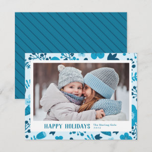 Tarjeta Festiva Fotografía de la familia azul Mod de estilo escand