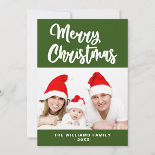 Tarjeta Festiva Fotografía de la familia blanca verde forestal Fel