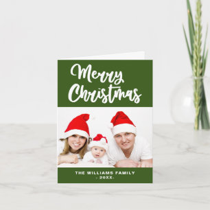 Tarjeta Festiva Fotografía de la familia blanca verde forestal Fel