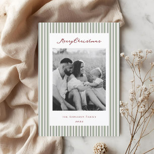 Tarjeta Festiva Fotografía de la familia de dos caras de franjas v