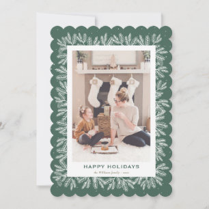 Tarjeta Festiva Fotografía de la familia verde de los conos de árb