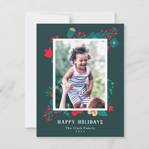 Tarjeta Festiva Fotografía de la familia verde del festival Scandi