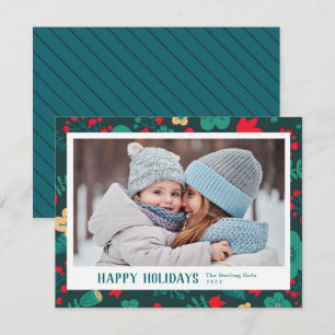 Tarjeta Festiva Fotografía de la familia verde del festival Scandi