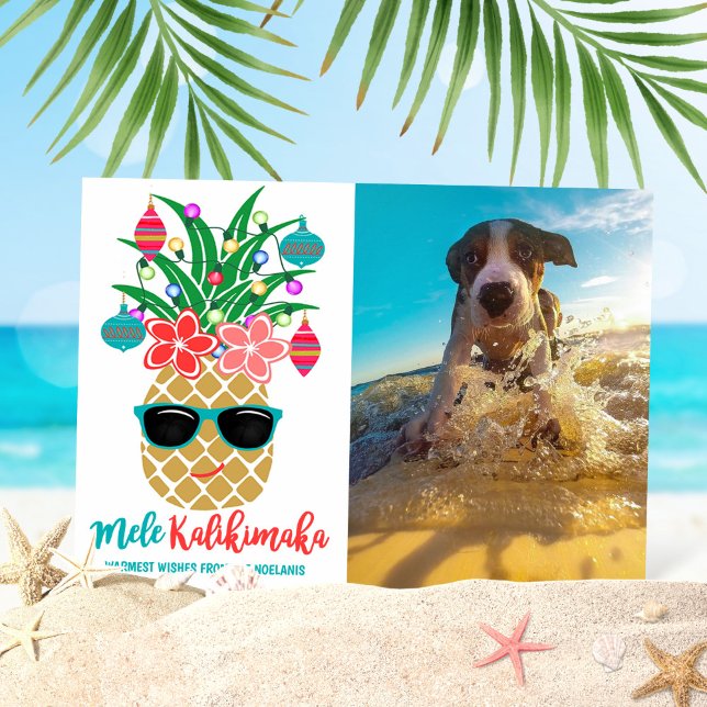 Tarjeta Festiva Fotografía de la piña tropical Mele Kalikimaka (Subido por el creador)