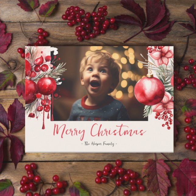 Tarjeta Festiva Fotografía de la Poinsettia Roja Lucky (Subido por el creador)