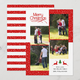 Tarjeta Festiva Fotografía de la tipografía navideña de ciervos y