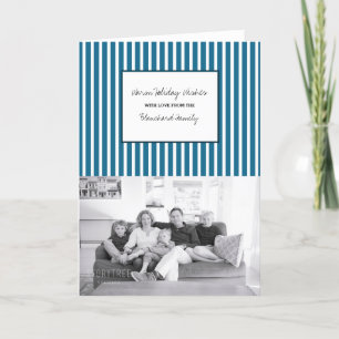 Tarjeta Festiva Fotografía de las franjas feriadas verticales azul