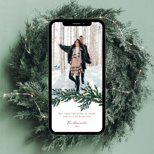 Tarjeta Festiva Fotografía de Luces y Verdor de los navidades