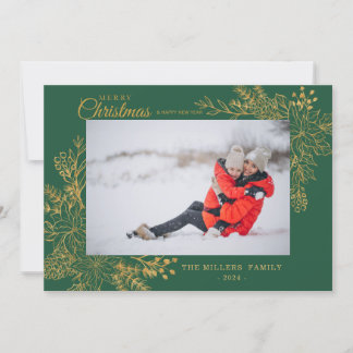 Tarjeta Festiva Fotografía de marco botánico de la cosecha dorada