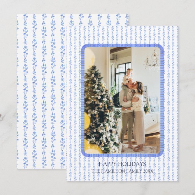 Tarjeta Festiva Fotografía de marco de cinta azul Festividad para  (Anverso / Reverso)