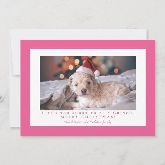 Tarjeta Festiva Fotografía de marco simple de Rosa francés (Anverso)