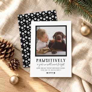Tarjeta Festiva Fotografía de Mascota negro de año inolvidable y v