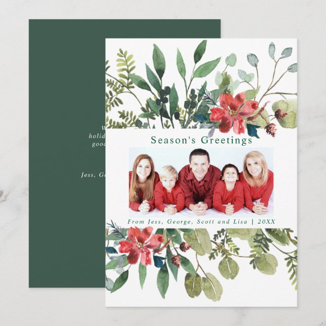 Tarjeta Festiva Fotografía de moda, vegetación de invierno con flo (Anverso / Reverso)