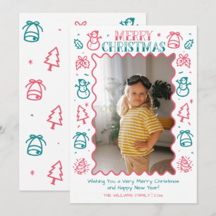 Tarjeta Festiva Fotografía de Navidades del marco de dibujo de car