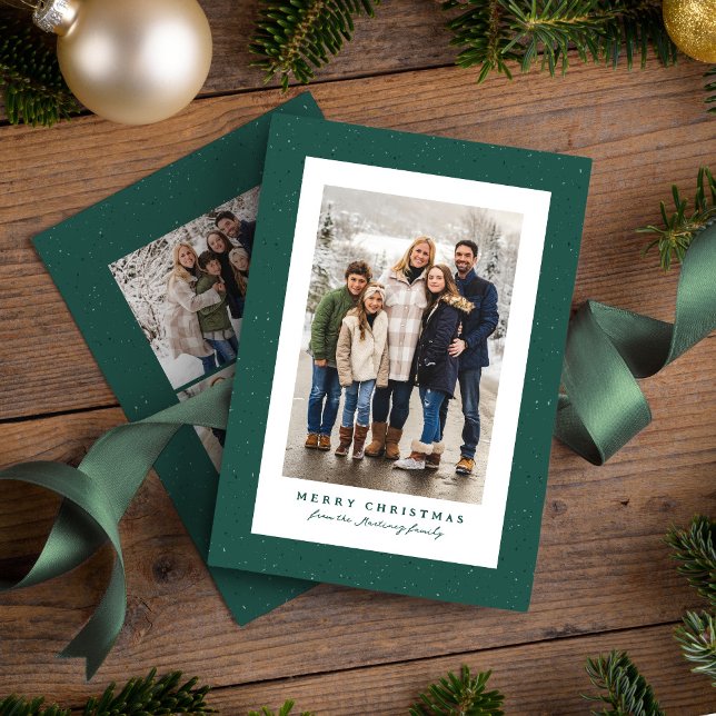 Tarjeta Festiva Fotografía de Navidades simples con marco de espec (Subido por el creador)