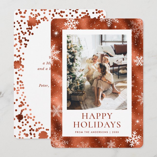 Tarjeta Festiva Fotografía de Nieve de Copago Felices Vacaciones F (Anverso / Reverso)