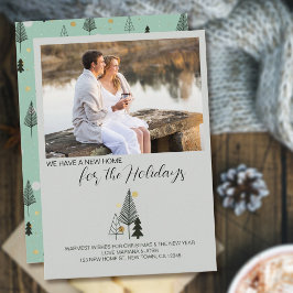 Tarjeta Festiva Fotografía de paisajes nórdicos de árboles navideñ