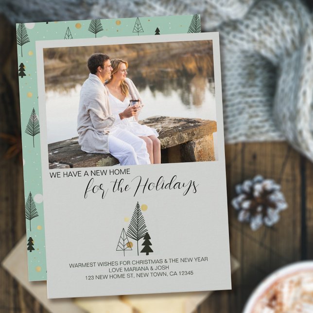 Tarjeta Festiva Fotografía de paisajes nórdicos de árboles navideñ (Subido por el creador)