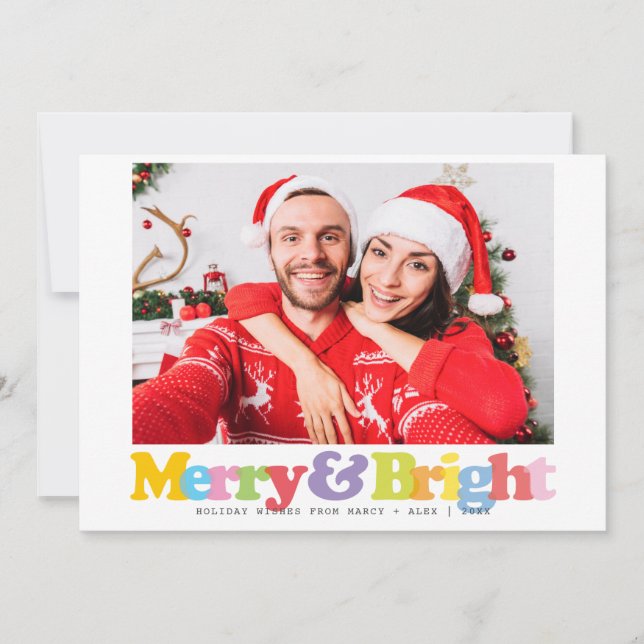 Tarjeta Festiva Fotografía De Parejas Brillantes Y Brillantes Mode (Anverso)