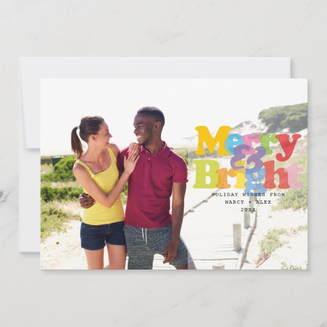Tarjeta Festiva Fotografía De Parejas Modernas Brillantes Y Brilla (Anverso)