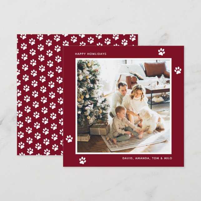 Tarjeta Festiva Fotografía de Paws, propietario de perros rojos mo (Anverso / Reverso)