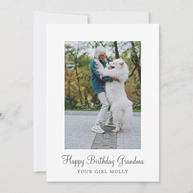 Tarjeta Festiva Fotografía de perro: Abuela feliz de cumpleaños de (Anverso)