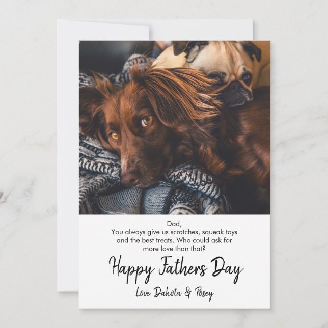 Tarjeta Festiva Fotografía de perro del Día del Padre Feliz (Anverso)