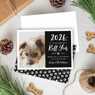 Tarjeta Festiva Fotografía de perro divertida en blanco y negro en