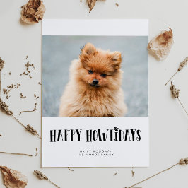 Tarjeta Festiva Fotografía de perro simple feliz de Howlidays