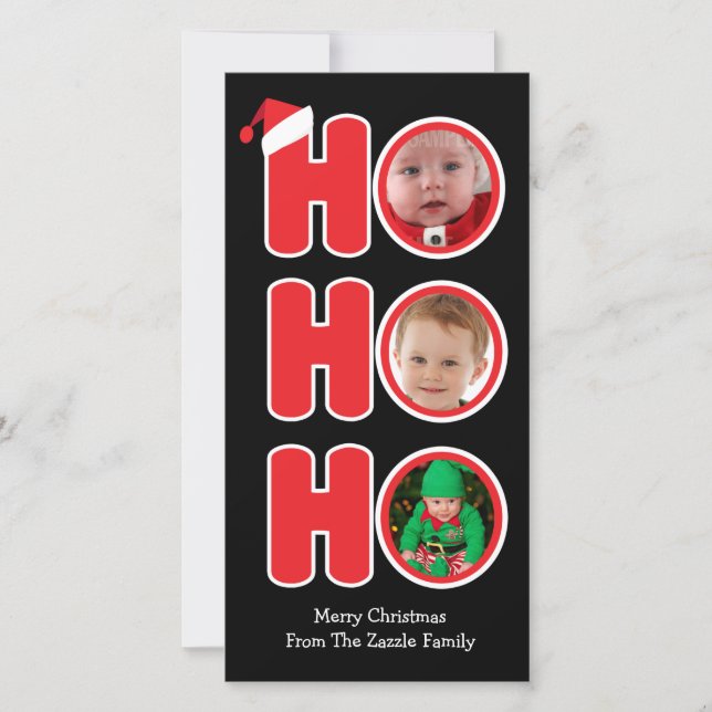 Tarjeta Festiva Fotografía de Santas Ho Ho Ho Ho Ho Navidades (Anverso)
