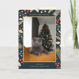 Tarjeta Festiva FOTOGRAFÍA DE VACACIONES Navidades de oro Holly