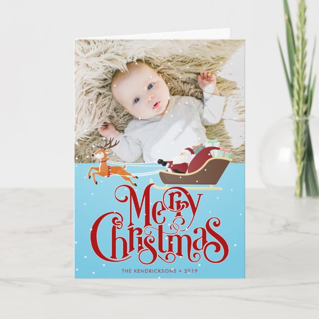 Tarjeta Festiva FOTOGRAFÍA DE VACACIONES | Vuelo nocturno de Navid (Anverso)