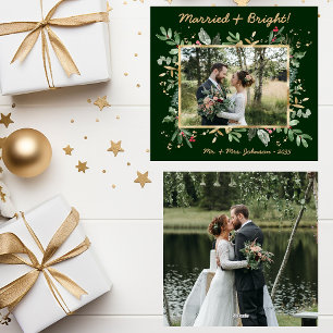 Tarjeta Festiva Fotografía de vegetación botánica moderna casados