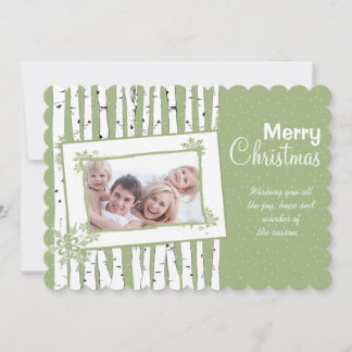 Tarjeta Festiva Fotografía del árbol Birch Tree Merry Christmas