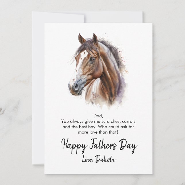 Tarjeta Festiva Fotografía del caballo del Día del Padre Feliz (Anverso)