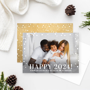 Tarjeta Festiva Fotografía del Confetti de Oro 2024 de Modern Happ