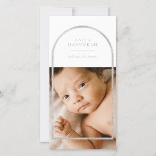 Tarjeta Festiva Fotografía del marco del arco plateado Hanukkah