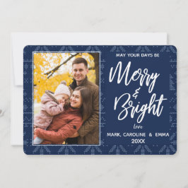 Tarjeta Festiva Fotografía del patrón de Knit azul brillante