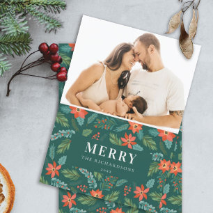 Tarjeta Festiva Fotografía del patrón de Navidades más bonitos de 