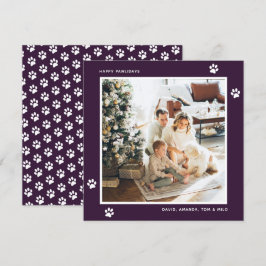 Tarjeta Festiva Fotografía del propietario del perro gato morado, 