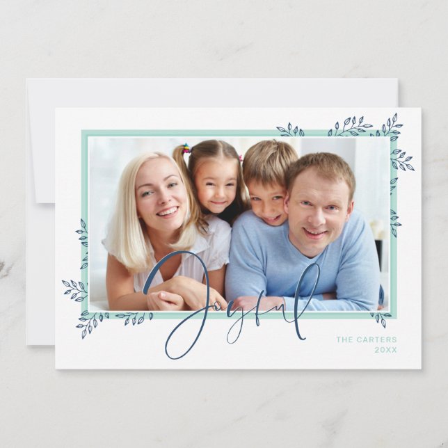 Tarjeta Festiva FOTOGRAFÍA elegante menta botánica alegre (Anverso)