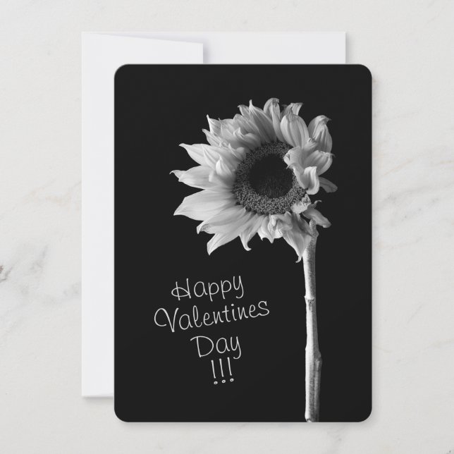 Tarjeta Festiva Fotografía en blanco y negro de girasol (Anverso)