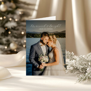 Tarjeta Festiva Fotografía eterna Elegante Navidades recién casado