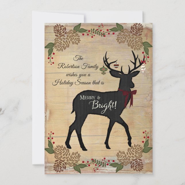 Tarjeta Festiva Fotografía familiar de Navidades de una granja rur (Anverso)
