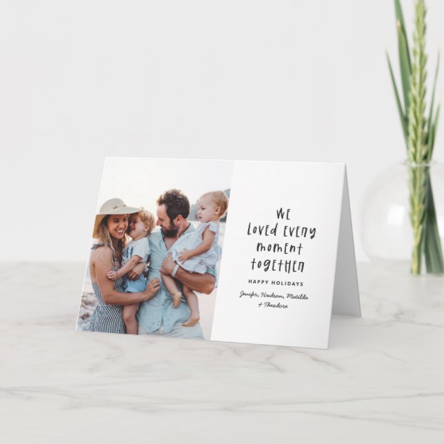 Tarjeta Festiva Fotografía familiar moderna, mínima en tipografía (Anverso)